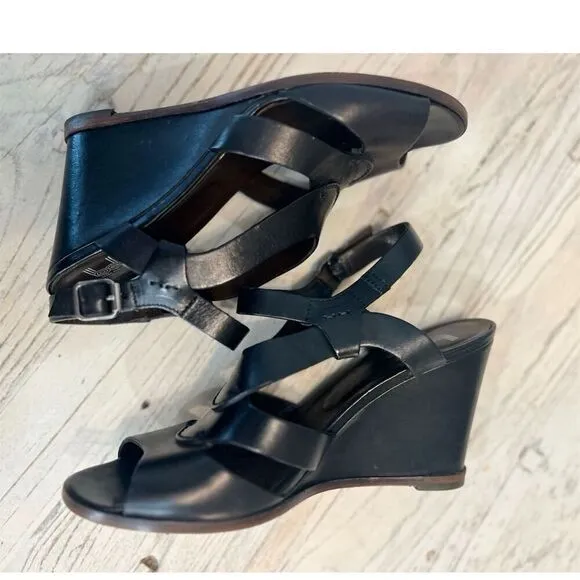 Sigerson Morrison Belle Leather Slingback Platform Heels Made in Italy sz 8