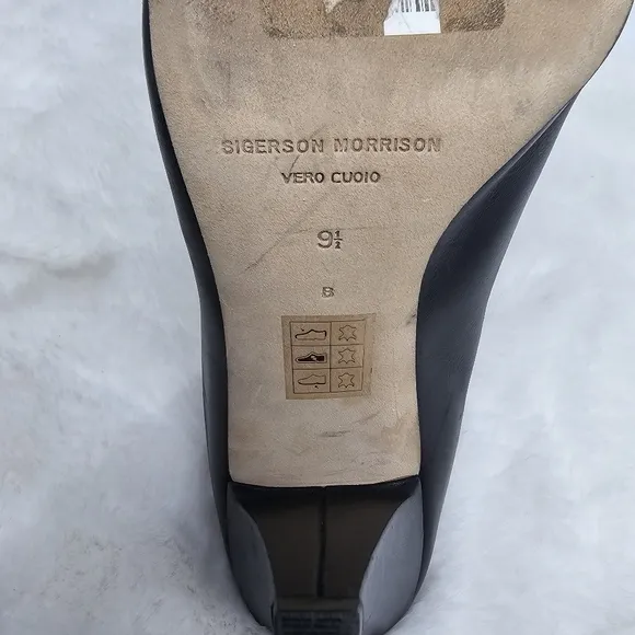 Sigerson Morrison black leather slip in heel mules Size 9.5