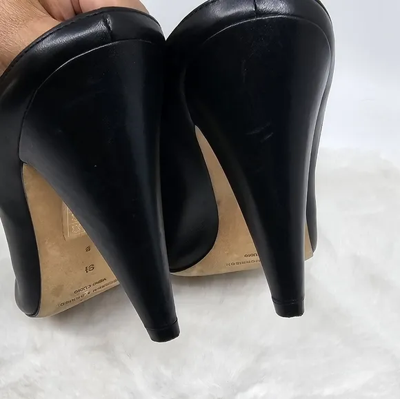 Sigerson Morrison black leather slip in heel mules Size 9.5