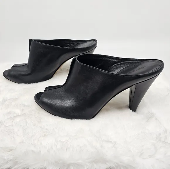 Sigerson Morrison black leather slip in heel mules Size 9.5