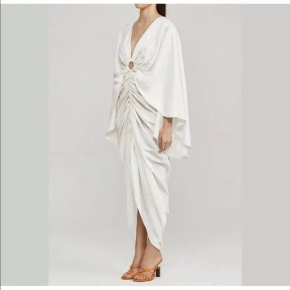 SIGNIFICANT OTHER Hamilton Ruched Cutout Cupro Midi Dress In White