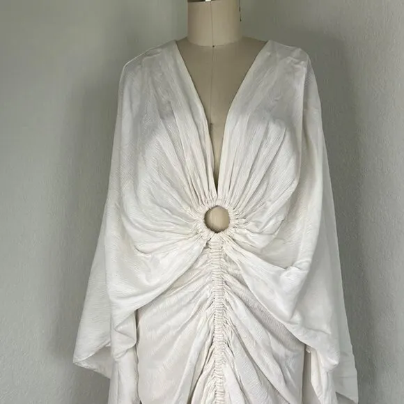 SIGNIFICANT OTHER Hamilton Ruched Cutout Cupro Midi Dress In White