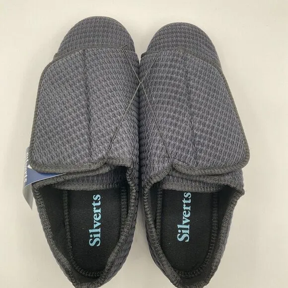 Silverts‎ Black Reusable Slippers Size 12 / 2X-Wide Slip-Resistant Sole