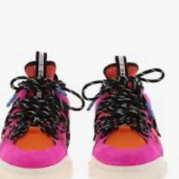 Size 6.5 MCQ by Alexander McQueen Orbyt Mid  Sneakers Fuchsia And Orange suede