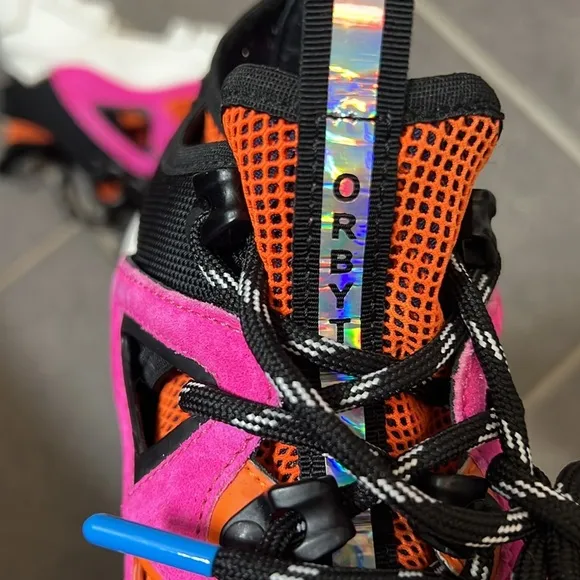 Size 6.5 MCQ by Alexander McQueen Orbyt Mid  Sneakers Fuchsia And Orange suede