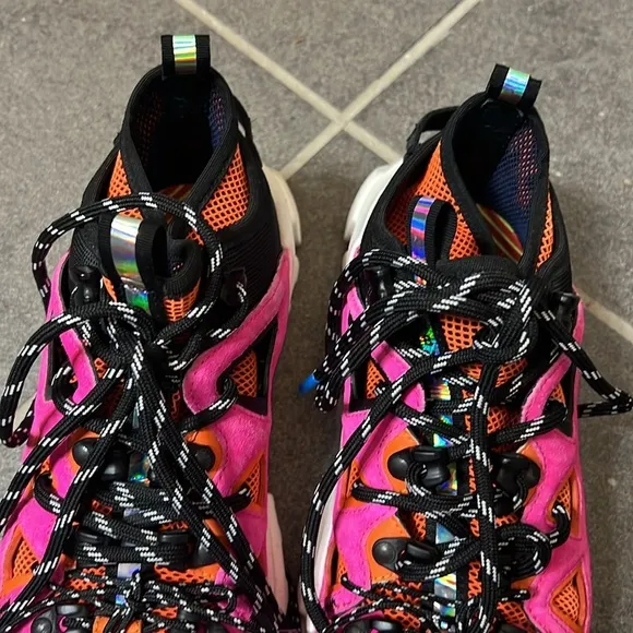 Size 6.5 MCQ by Alexander McQueen Orbyt Mid  Sneakers Fuchsia And Orange suede