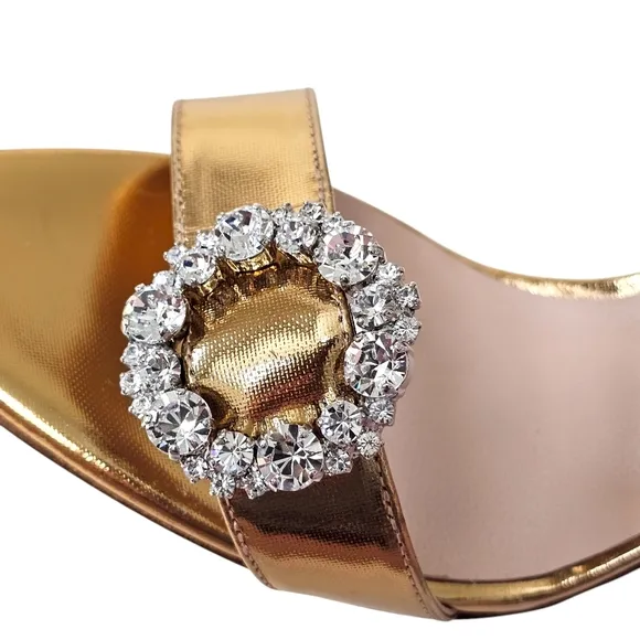 SJP by Sarah Jessica Parker Dish Slingback Sandal Heel in Gold Mirror Size EU 37