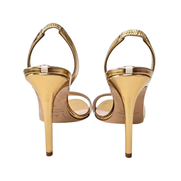 SJP by Sarah Jessica Parker Dish Slingback Sandal Heel in Gold Mirror Size EU 37