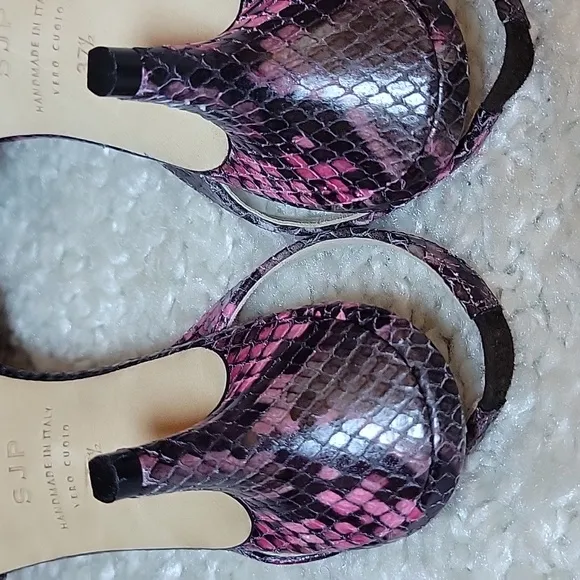 SJP Pink Gray Black Kitten Heel Sling Backs Size 37.5