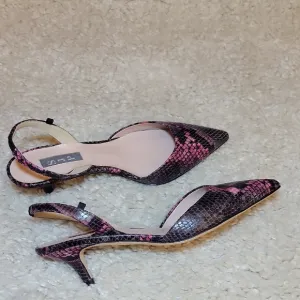 SJP Pink Gray Black Kitten Heel Sling Backs Size 37.5