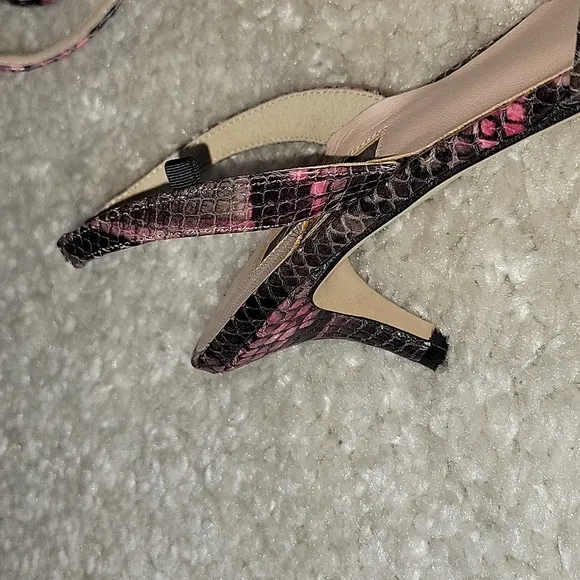 SJP Pink Gray Black Kitten Heel Sling Backs Size 37.5