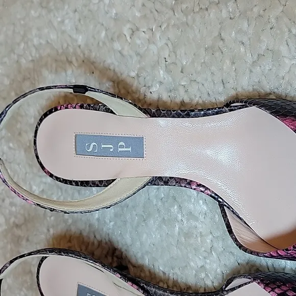 SJP Pink Gray Black Kitten Heel Sling Backs Size 37.5