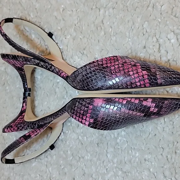 SJP Pink Gray Black Kitten Heel Sling Backs Size 37.5