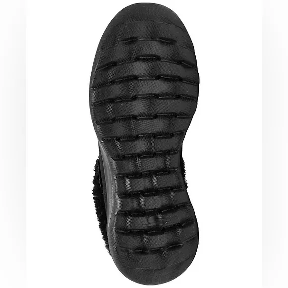 SKECHERS BLACK SLIP ON FAUX FUR CLOGS
