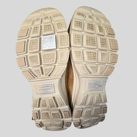 Skechers Easy Going Clogs Women’s 9 Slip-On Suede Faux Fur Memory Foam Mules Tan