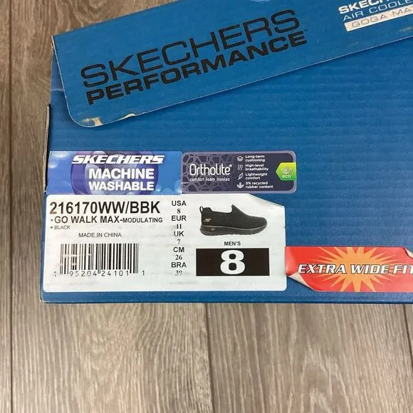 Skechers Performance Men's Go Walk  Max Slip-On Sneaker NEW‎ 8 41 Extra Wide Fit