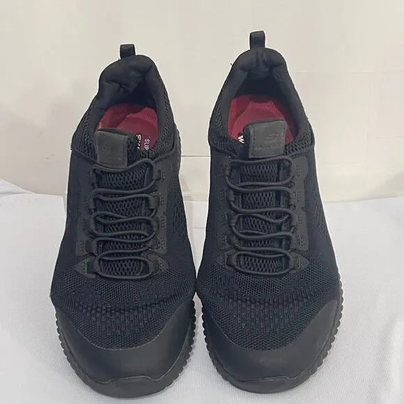 Skechers Slip Resistant Work Shoes Womens 9 WIDE Black Pull On Memory Foam