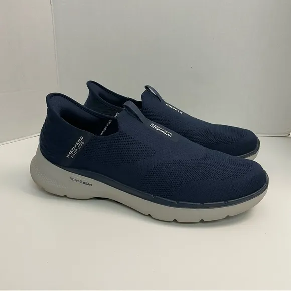 Skechers Sneaker Go Walk Slip Ins Hands Free Stretch Fit Hyper Pillars Wide Blue