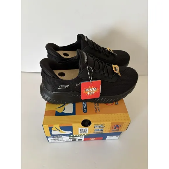 Skechers Womens Bobs Squad Chaos Hands-Free Slip-Ins Black, US 9 WIDE