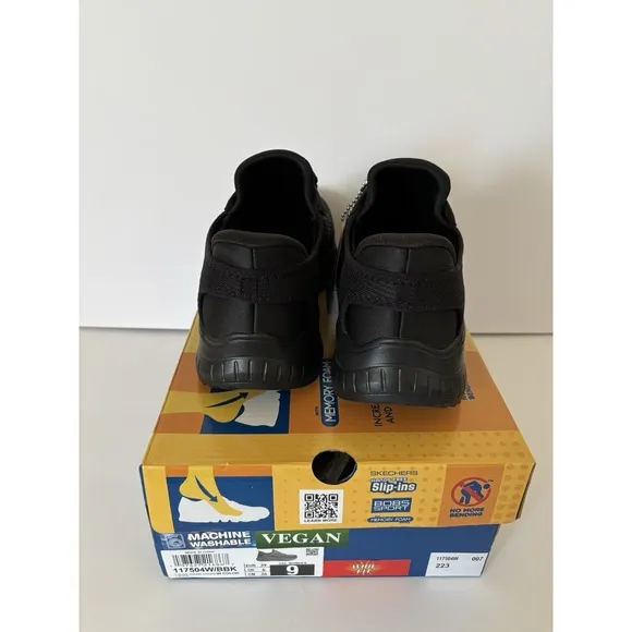 Skechers Womens Bobs Squad Chaos Hands-Free Slip-Ins Black, US 9 WIDE