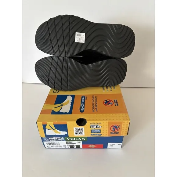 Skechers Womens Bobs Squad Chaos Hands-Free Slip-Ins Black, US 9 WIDE