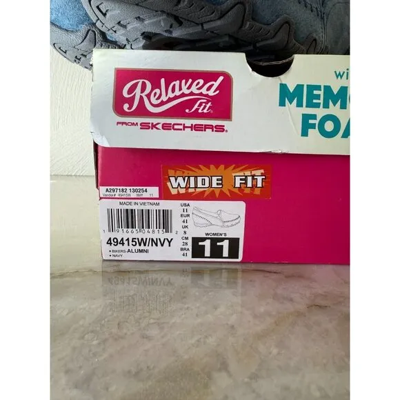 Skechers Womens Navy Suede Bikers Alumni Slip Ons Size 11W Comfort‎ Memory Foam