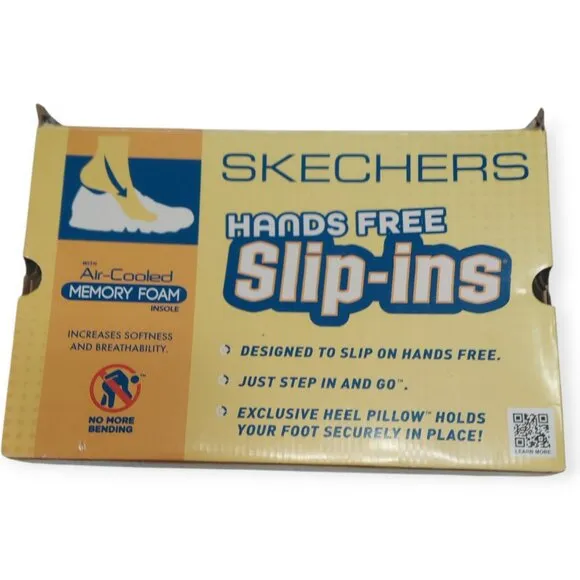 Skechers Women's Slip-ins Black/White Sneakers Heel Pillow Size:10.5 Wide NIB
