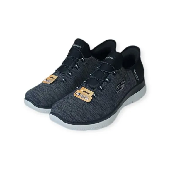 Skechers Women's Slip-ins Black/White Sneakers Heel Pillow Size:10.5 Wide NIB
