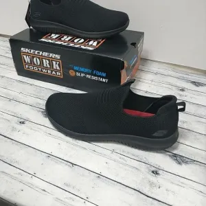 Skechers Women's SZ 11 Work Non Slip Relaxed Fit UltraFlex Blk Slip On #108034 .