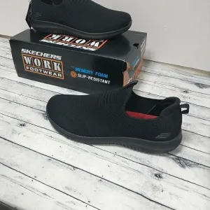 Skechers Women's SZ 11 Work Non Slip Relaxed Fit UltraFlex Blk Slip On #108034 .
