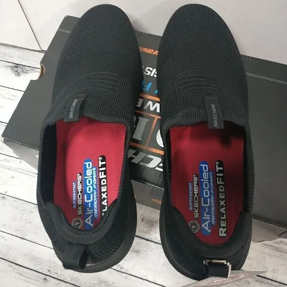 Skechers Women's SZ 11 Work Non Slip Relaxed Fit UltraFlex Blk Slip On #108034 .