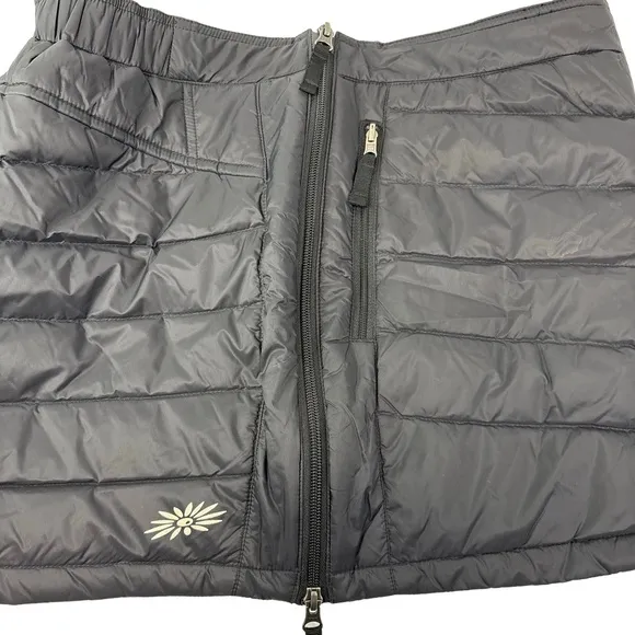 SKHOOP Womens Size L Black Mini Down Skirt Quilted Side Zipper Sweden Ski