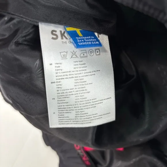 SKHOOP Womens Size L Black Mini Down Skirt Quilted Side Zipper Sweden Ski