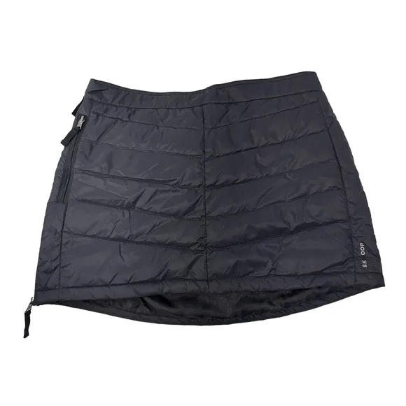 SKHOOP Womens Size L Black Mini Down Skirt Quilted Side Zipper Sweden Ski