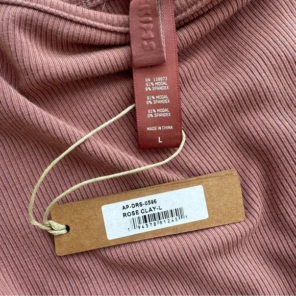 SKIMS Ribbed Long Slip Dress In Rose Clay