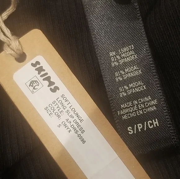 Skims Soft Lounge Long Slip Dress Maxi Dress Onyx Black Small NWT