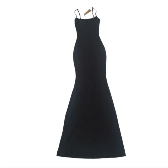 Skims Soft Lounge Long Slip Dress Maxi Dress Onyx Black Small NWT
