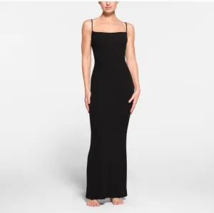 Skims Soft Lounge Long Slip Dress Maxi Dress Onyx Black Small NWT