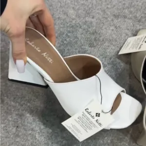 Sleek White Mules with Minimalist Design