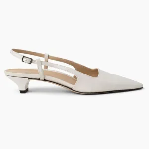 Sling Fling Low Slingback Heels by Kiki Price – White