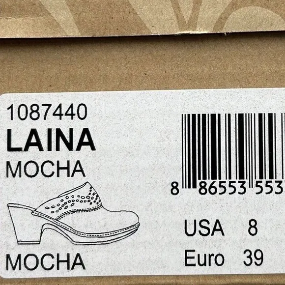 Sofft Laina Women's Open Back Leather Clogs Size 7.5-9 Mocha/Brown Arch Support