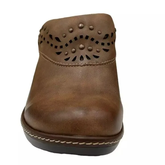 Sofft Laina Women's Open Back Leather Clogs Size 7.5-9 Mocha/Brown Arch Support