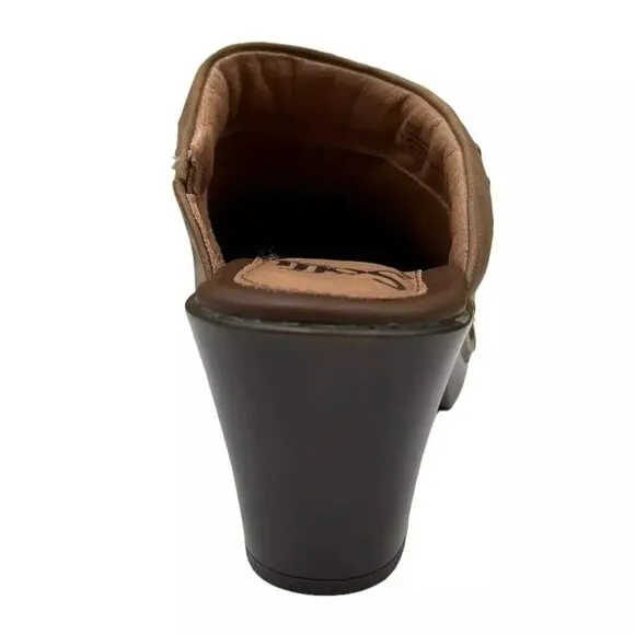 Sofft Laina Women's Open Back Leather Clogs Size 7.5-9 Mocha/Brown Arch Support