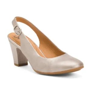 SOFFT Pewter Leather Lilly Slingback Comfort Heels NWT