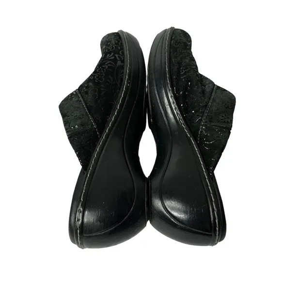 Soft Walk Black Floral Leather Upper Clogs Women’s Size 8.5
