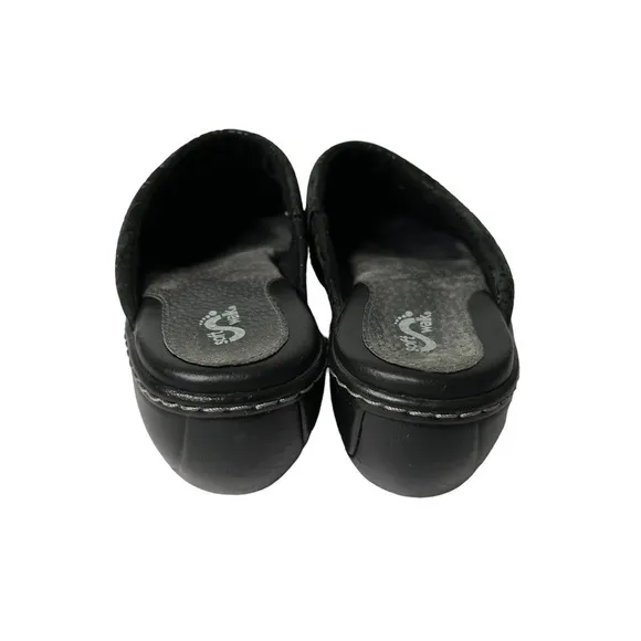 Soft Walk Black Floral Leather Upper Clogs Women’s Size 8.5