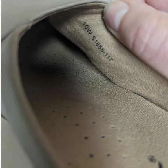 Soft Walk Keya Leather Block Heel Mules Taupe Women's Comfort Size 10W