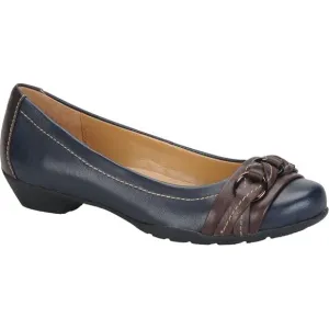 Softspots Posie Women's Blue Leather Flats Size 7W Cushioned Casual