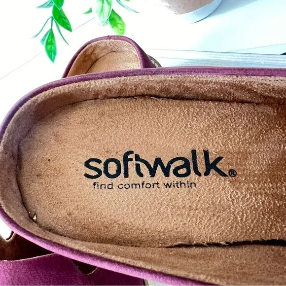 Softwalk Wolcott II Burgandy Plush Leather Mule Size 8.5W