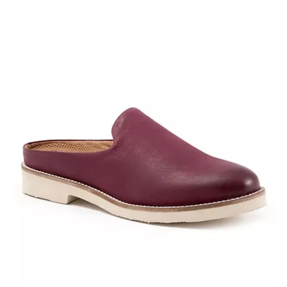 Softwalk Wolcott II Burgandy Plush Leather Mule Size 8.5W